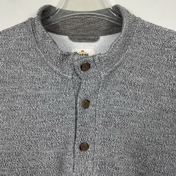 Marine Layer Henley Sweater Sweatshirt Men's Large Gray Textured Preppy Casual - Picture 5 of 13